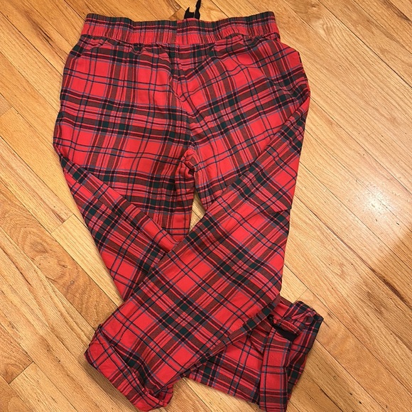 Red and Blue Plaid Flannel Button Cuff Pajama Pants - Picture 7 of 8